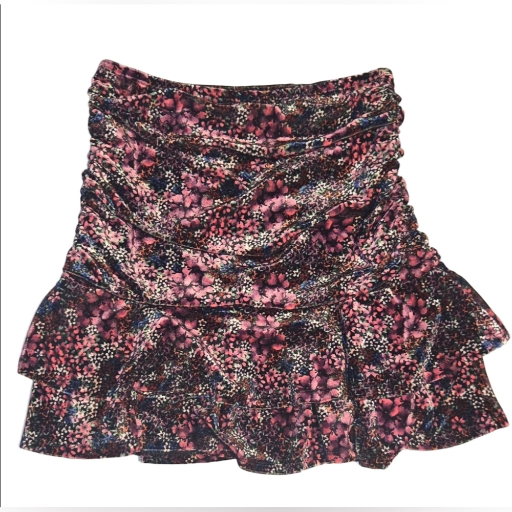 So... Velvet Floral Ruffle Mini Skirt - Size M